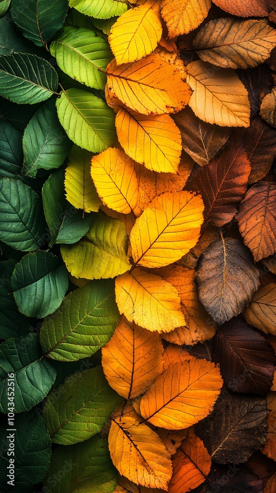Fototapeta premium gradient from green leaves to orange