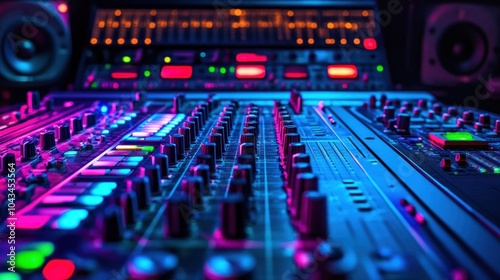 Close-up of a Sound Mixer Console photo