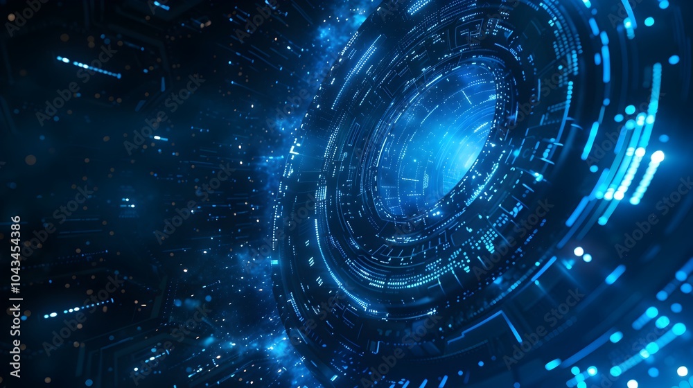 Futuristic Technology Background with HUD Interface in Neon Blue Color Futuristic Technology Background with HUD Interface in Neon Blue Color
