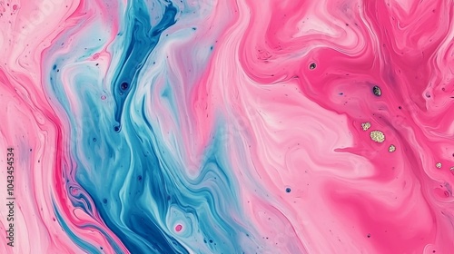 Abstract Swirling Pink, Blue, and Gold Background.