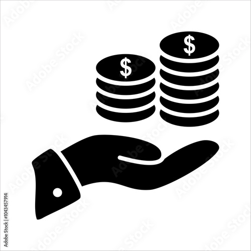 Save money icon, salary money, invest finance, hand holding dollar. Isolated on white background. Vector. Eps 10