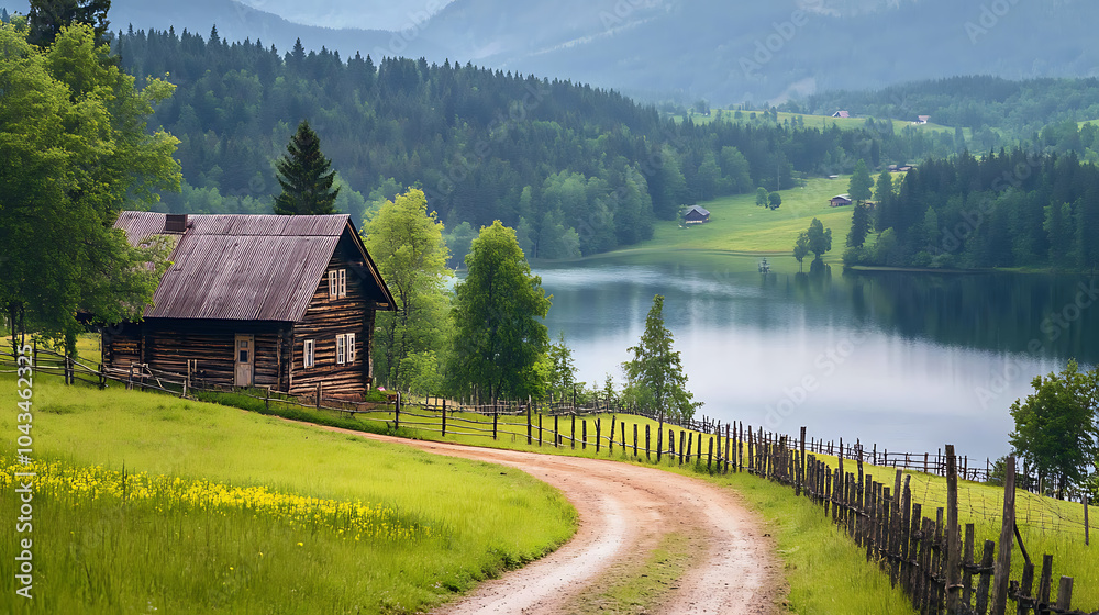 Wooden house, wallpaper, the nature surrounding the residence creates a comfortable environment. Wooden house, wallpaper, the nature surrounding the residence creates a comfortable environment.