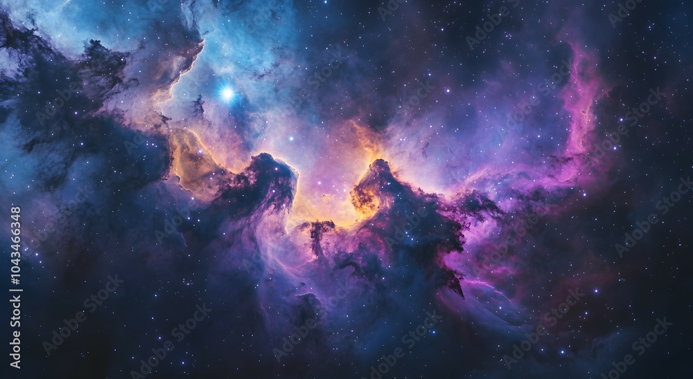 Fototapeta premium Cosmic clouds glow in vibrant hues.