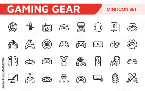 Gaming Icon Set. Vibrant and dynamic icons for game design, streaming, and e-sports branding, perfect for creating immersive interfaces and enhancing your gaming projects.