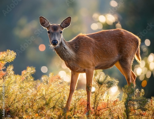 Deer male buck ( Cervus elaphus ) during rut photo