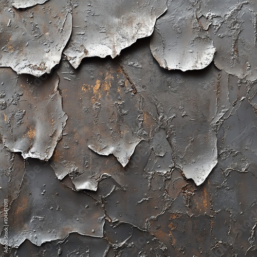 Close-up of peeling rusted metal surface, showcasing texture and decay. photo