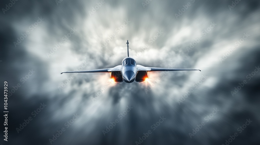 Jet Fighter Flying Through Thick Clouds Jet Fighter Flying Through Thick Clouds