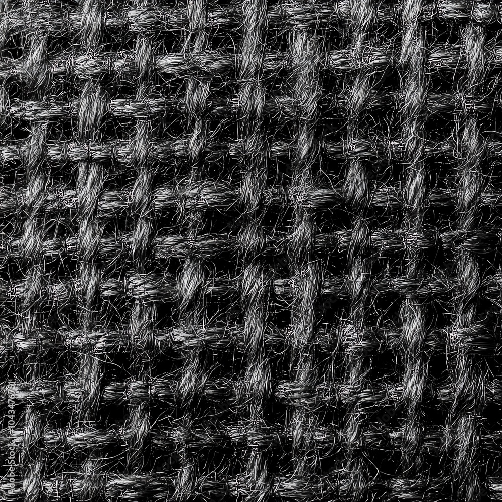 Close-up of woven textile fabric pattern in black and white, showcasing intricate texture and detail. Close-up of woven textile fabric pattern in black and white, showcasing intricate texture and detail.