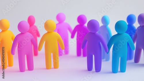 Wallpaper Mural Colorful plastic figures standing together, representing diversity and community in a vibrant and cheerful way. Torontodigital.ca