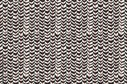 Stylized hand drawn feathers background, vector seamless pattern