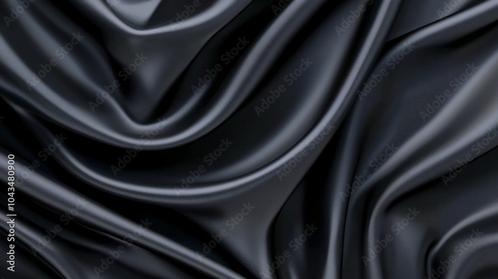 Obraz premium Elegant black satin fabric texture