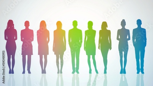 Silhouette of diverse people in vibrant colors, representing unity and diversity in a contemporary style.