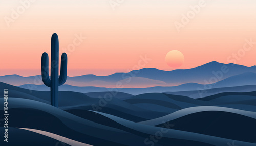 Abstract Mountain Range at Sunset