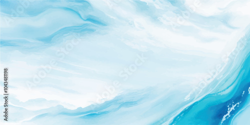 abstract soft blue and white abstract water color ocean wave texture background .Fluid blue ocean wave layer Tsunami wave background in flat cartoon style. Big blue tropical water splash.	