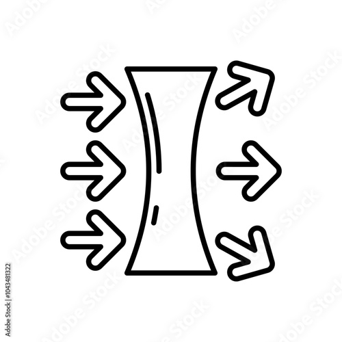 Concave Lens Outline Icon, Vector illustration