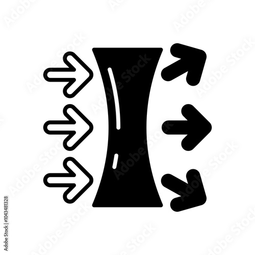 Concave Lens Glyph Icon, Vector illustration