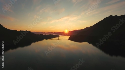 Amazing sunset over the water surface