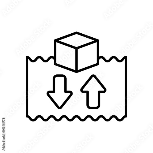 Archimedes Principle Outline Icon, Vector illustration