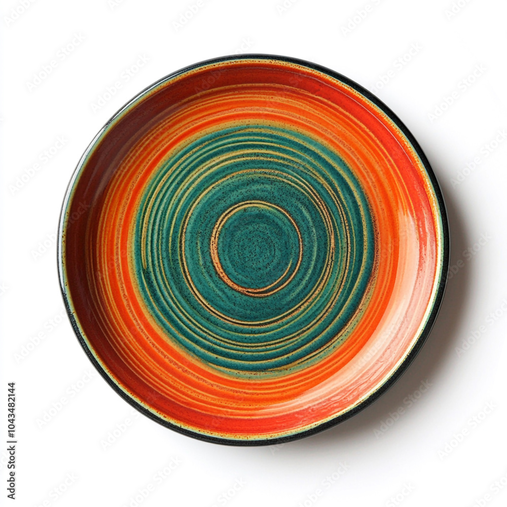 A decorative plate with a modern design. The plate is round and has a unique pattern. A decorative plate with a modern design. The plate is round and has a unique pattern.