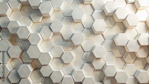 Abstract Geometric White Hexagonal Shapes Background for Minimalist Design and Modern Aesthetics