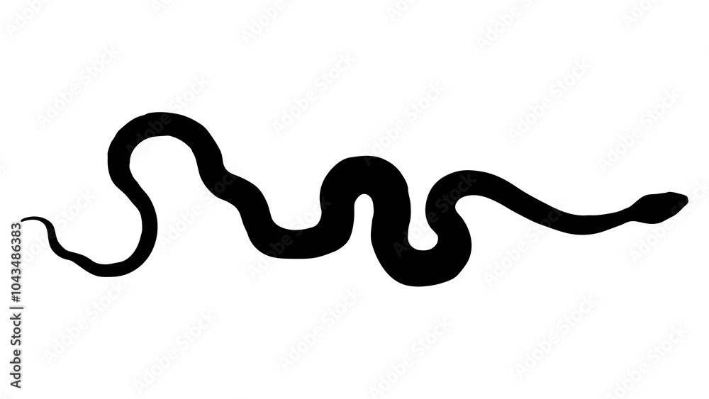 Fototapeta premium Snake silhouette png sticker, wild animal illustration clipart, transparent background