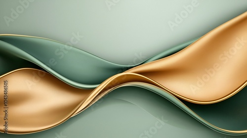 Abstract Waves: Elegant, minimalist abstract art featuring flowing waves of gold and teal, creating a sense of fluidity and harmony. 