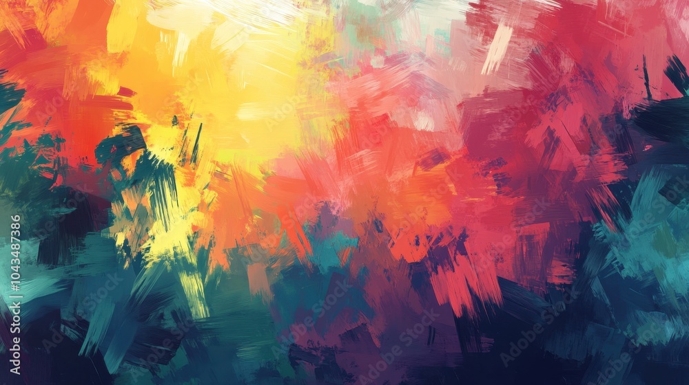 An energetic background with bold strokes and vibrant colors representing an abstract forest landscape. An energetic background with bold strokes and vibrant colors representing an abstract forest landscape.