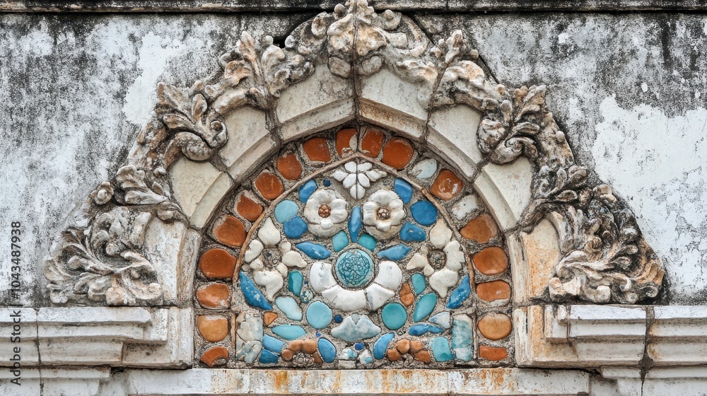 Obraz premium Intricate Floral Mosaic Design on Historic Architecture