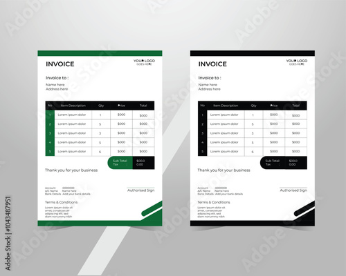 
Invoice minimal design template. Bill form business invoice accounting.