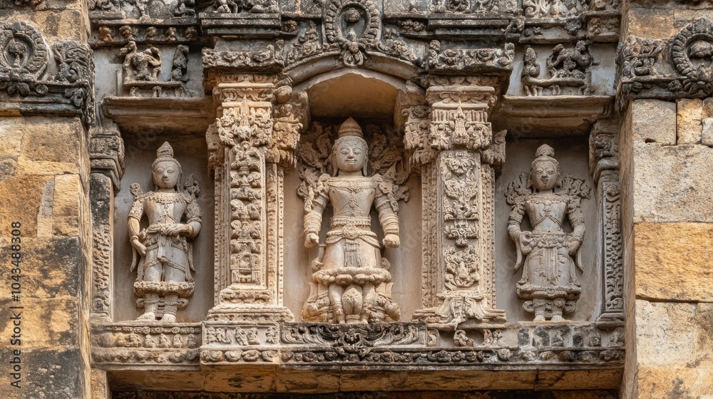 Obraz premium Ancient Stone Temple Carvings with Intricate Details