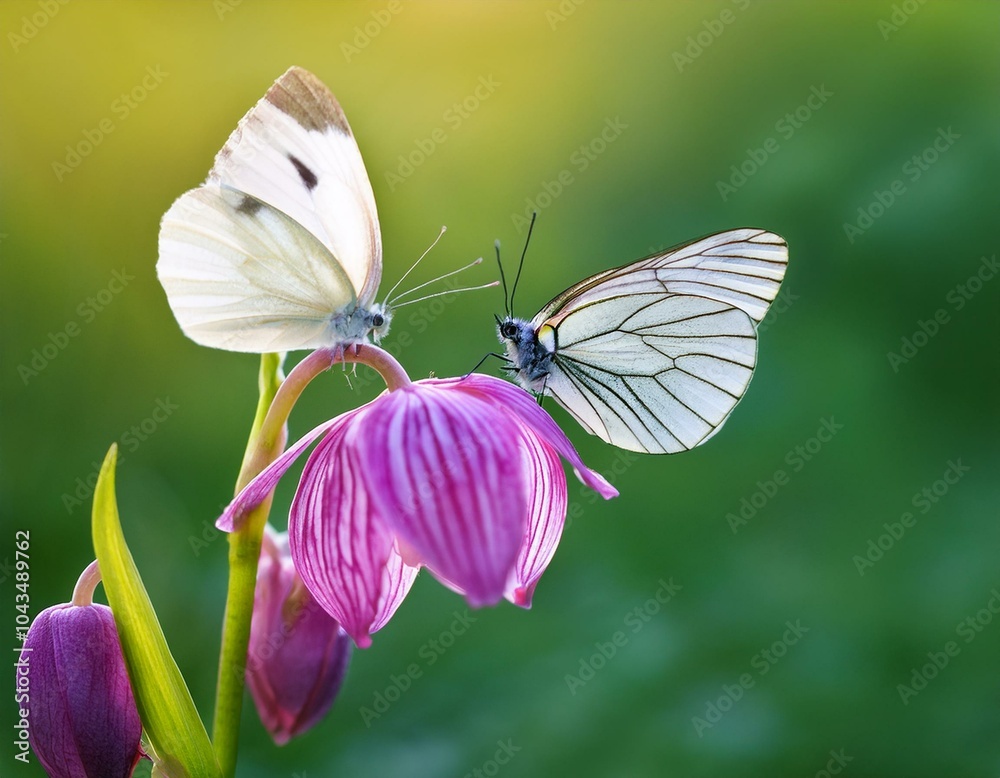 Aporia crataegi butterfly on a wild flower early in the morning waiting for the first rays of the sun Aporia crataegi butterfly on a wild flower early in the morning waiting for the first rays of the sun