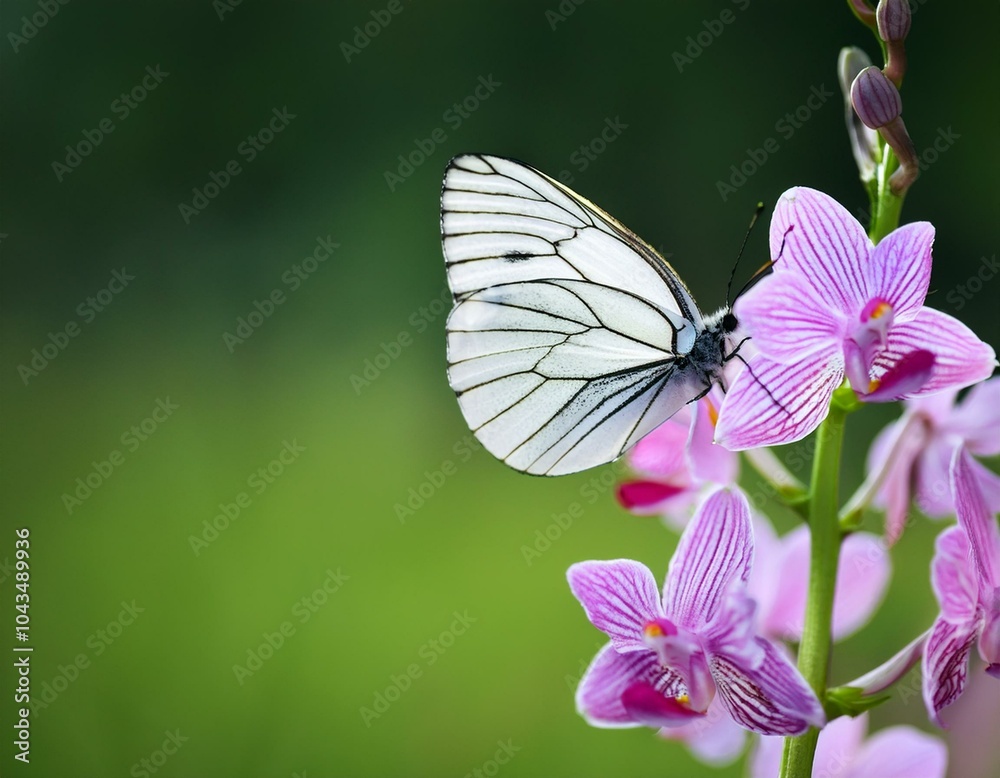 Aporia crataegi butterfly on a wild flower early in the morning waiting for the first rays of the sun Aporia crataegi butterfly on a wild flower early in the morning waiting for the first rays of the sun