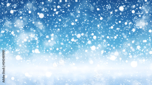 Background with falling snow on a gradient background of blue and white.