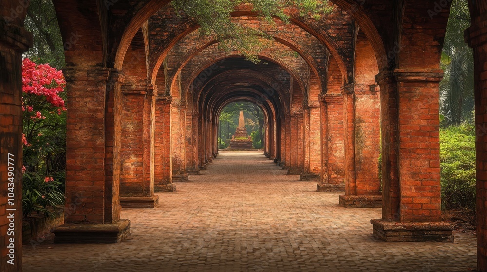 Serene Archway in a Floral Garden Pathway Serene Archway in a Floral Garden Pathway
