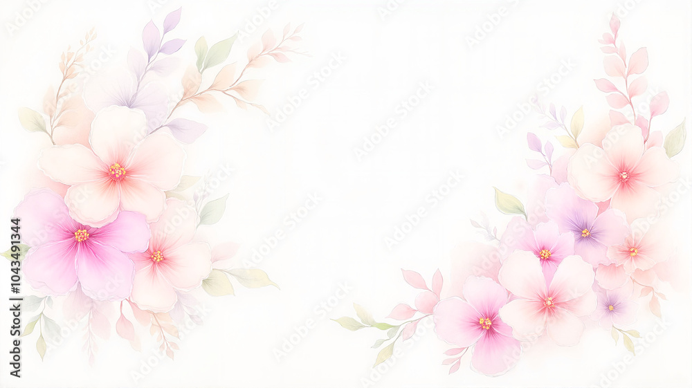 Delicate Floral Corner Design with Blush and Lavender Flowers with Copy Space Delicate Floral Corner Design with Blush and Lavender Flowers with Copy Space