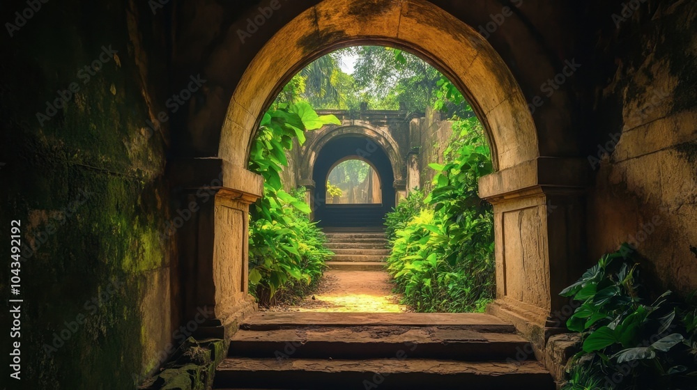Serene Entrance to Ancient Jungle Ruins Serene Entrance to Ancient Jungle Ruins