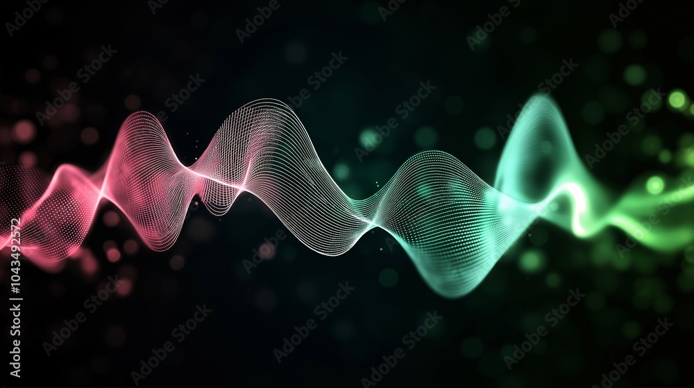 Fototapeta premium Abstract Flow of Color: A mesmerizing digital artwork depicting a vibrant, iridescent wave of color flowing through a dark, atmospheric background. The wave evokes a sense of movement, energy.