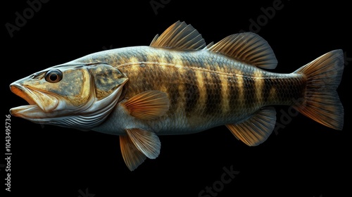 Smallmouth Bass on Black Background created with Generative AI Technology, ai, generative