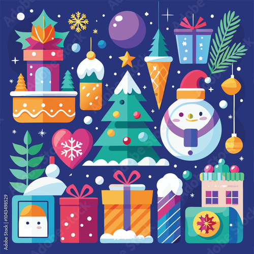 Christmas and New Year Greeting Cards. Vector illustration concepts for background, greeting card, party invitation card, website banner, social media banner, marketing material. 