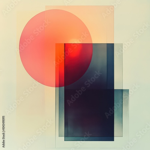 Red Circle Overlapping Squares