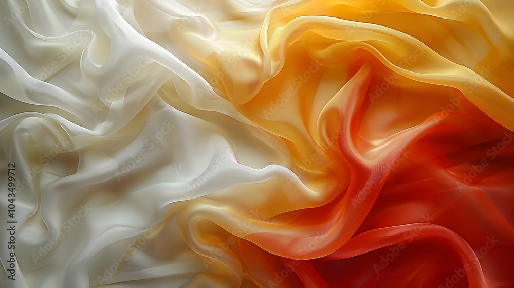 Fototapeta premium Abstract Background with White, Orange, and Red Fabric