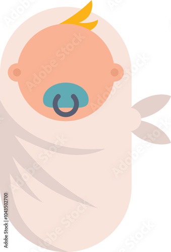 Baby boy is peacefully sleeping, swaddled in a soft blanket, with only his adorable face visible