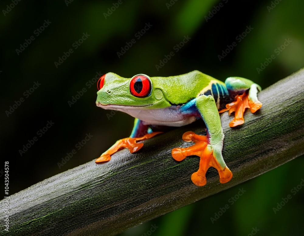 Obraz premium Agalychnis callidryas, known as the red-eyed tree frog, is an arboreal hylid native to Neotropical rainforests where it ranges from Mexico, through Central America, to Colombia