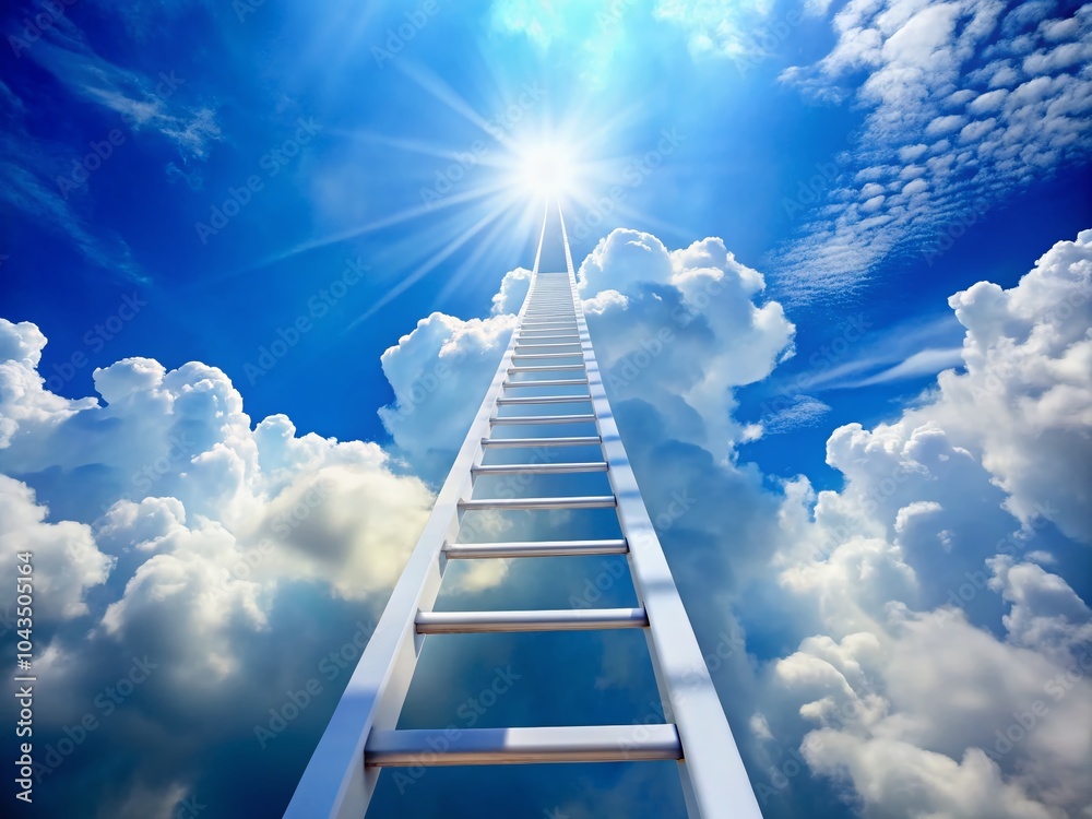 Ascending to the Heavens: Surreal Ladder Reaching into a Dreamy Sky Ascending to the Heavens: Surreal Ladder Reaching into a Dreamy Sky