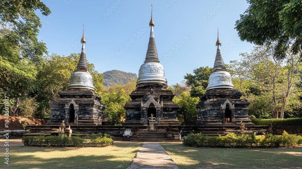 Ancient Temples Amidst Lush Landscape in Thailand Ancient Temples Amidst Lush Landscape in Thailand