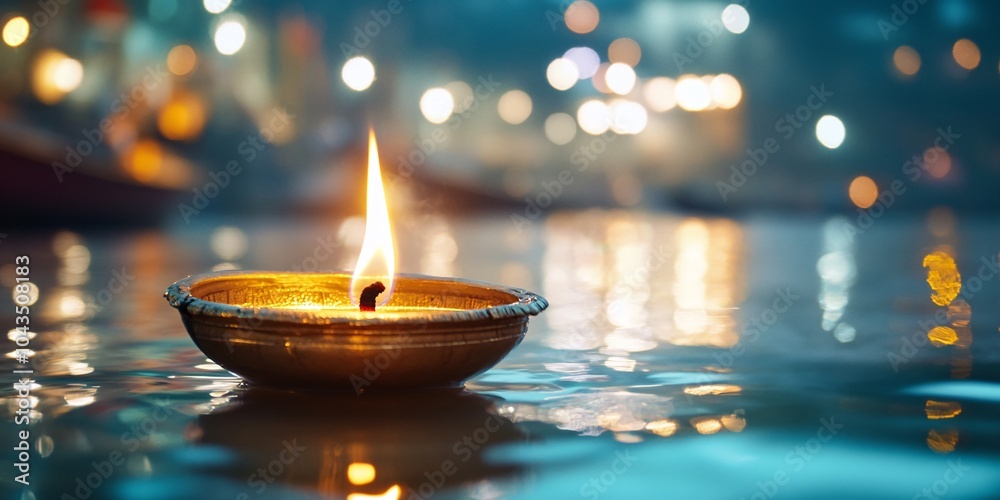 Diya Reflection on the Ganges River Diya Reflection on the Ganges River