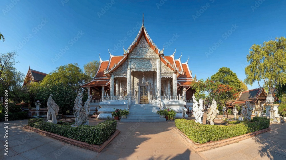 Serene Temple Surrounded by Lush Greenery Serene Temple Surrounded by Lush Greenery