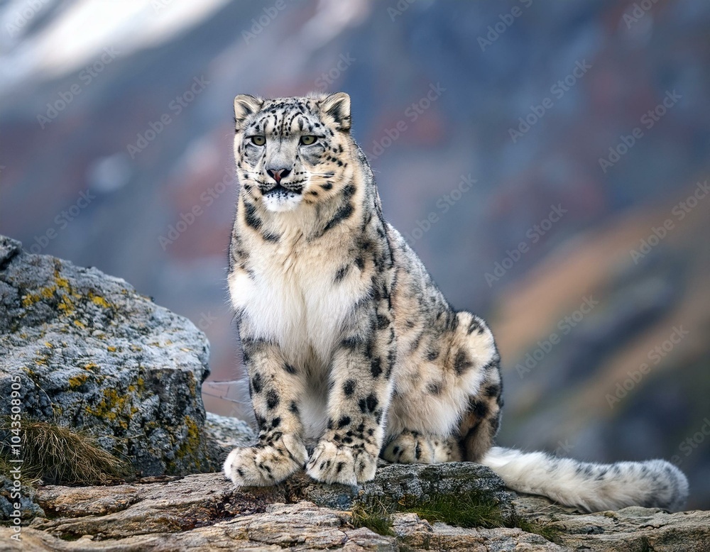 Obraz premium Snow leopard on the rock. Latin name - Uncia uncia 