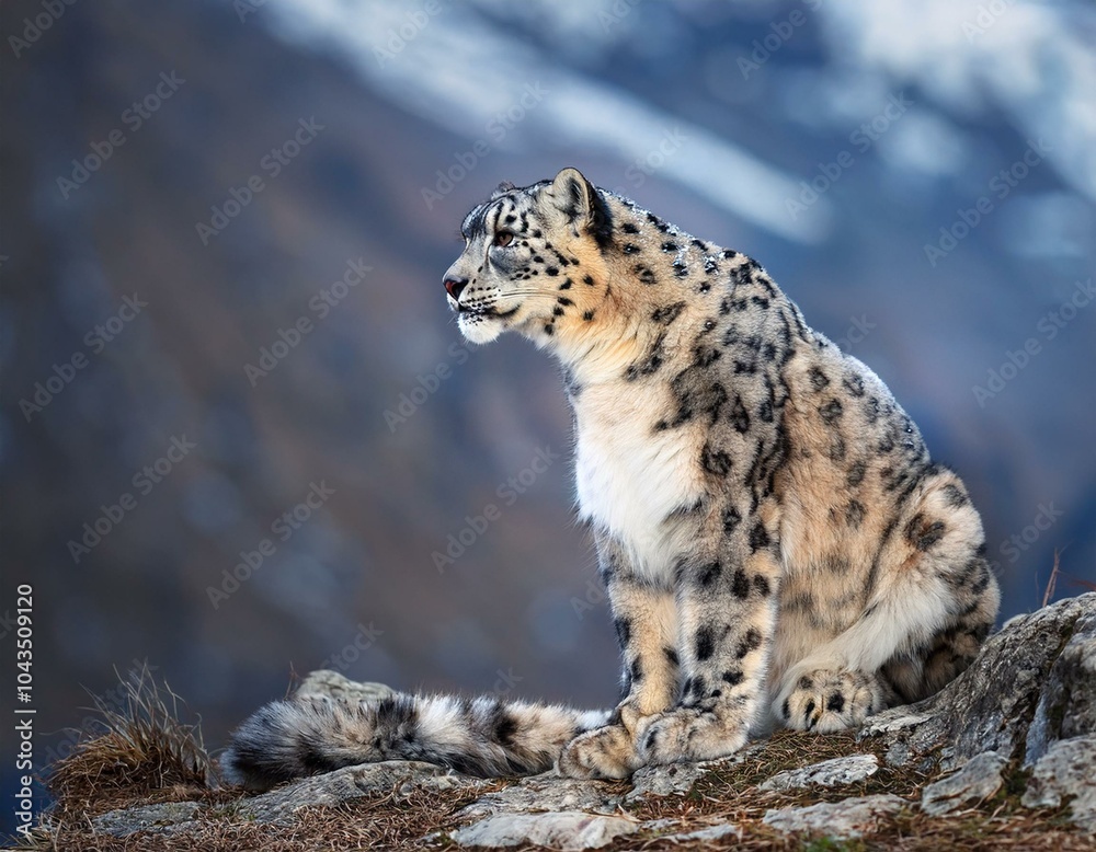 Obraz premium Snow leopard on the rock. Latin name - Uncia uncia 