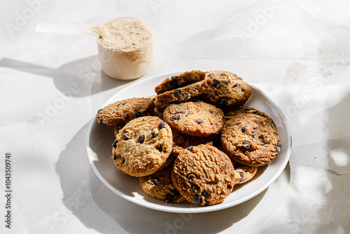 protein cookies with chocolate chips photo